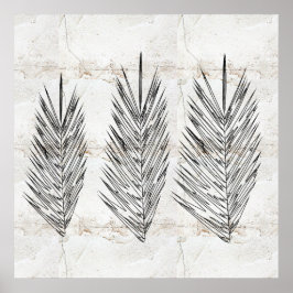 Natuurlijke Muur Abstracte Palmbladeren Tekening Poster