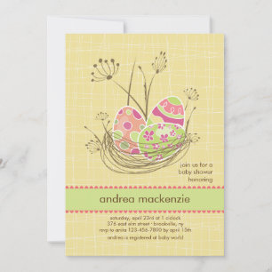 Natuurlijke nest baby shower uitnodiging