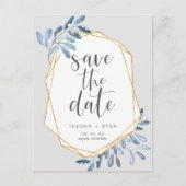 Natuurlijke olie | Blauwe Waterverf Sla de datum o Aankondigingskaart (Voorkant)