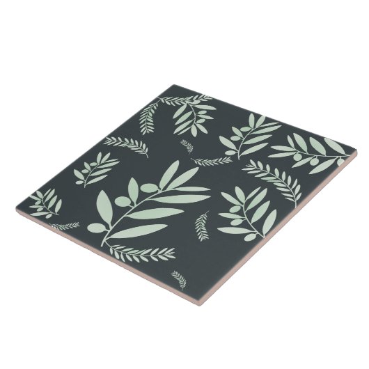 Natuurlijke Olijftak Patroon Keramische Tegel – St Tegeltje (Zijkant)