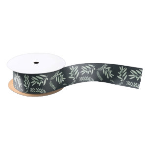 Natuurlijke Olive Branch Patroon Satin Ribbon Satijnen Lint