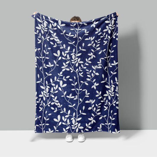 Natuurlijke Omarming Navy Wit Fleece Deken