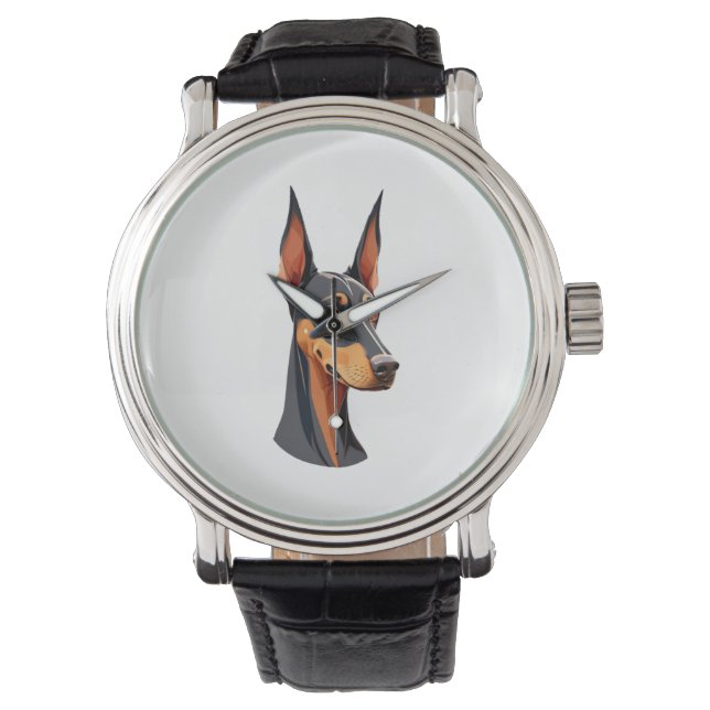 Natuurlijke oor Doberman Horloge (Voorkant)