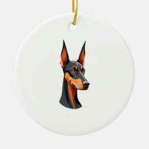 Natuurlijke oor Doberman Keramisch Ornament