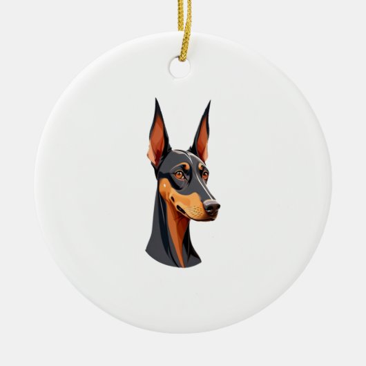 Natuurlijke oor Doberman Keramisch Ornament (Voorkant)