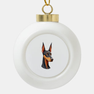 Natuurlijke oor Doberman Keramische Bal Ornament