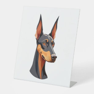 Natuurlijke oor Doberman Reclamebord Met Voetstuk