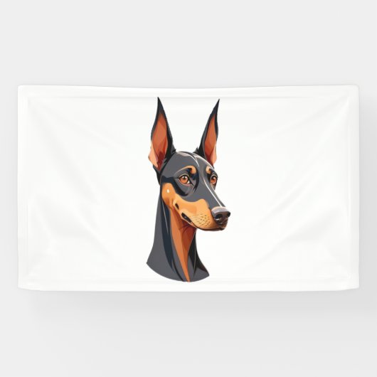 Natuurlijke oor Doberman Spandoek (Horizontaal)