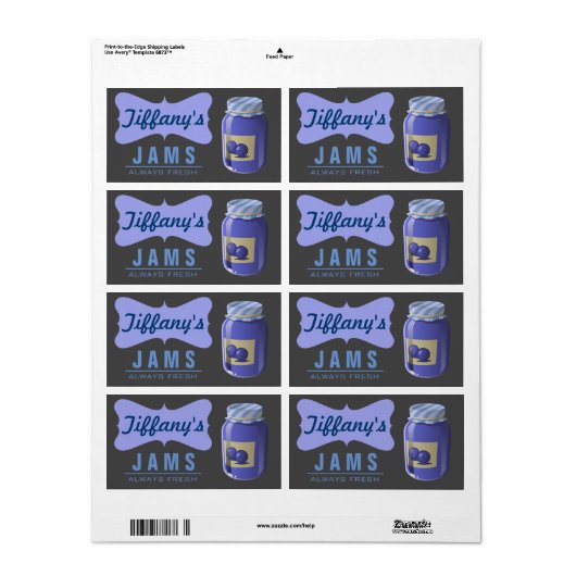 Natuurlijke Organische | bosbessenjam | Handgemaak Etiket (Full Sheet)