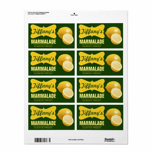 Natuurlijke Organische | citroenjam | Citroenmarme Etiket (Full Sheet)