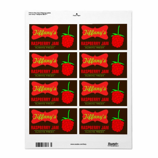 Natuurlijke Organische | Frambozenjam | Handgemaak Etiket (Full Sheet)