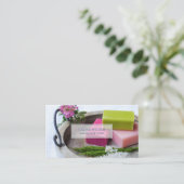 Natuurlijke organische handgemaakte zeep visitekaartje (Staand voorkant)