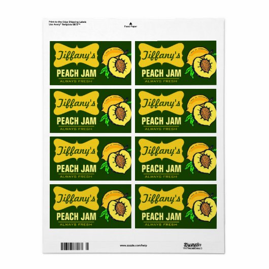 Natuurlijke Organische | Perzikjam | Handgemaakte  Etiket (Full Sheet)