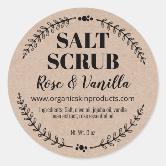 Natuurlijke Organische Zout Scrub Labels (Voorkant)