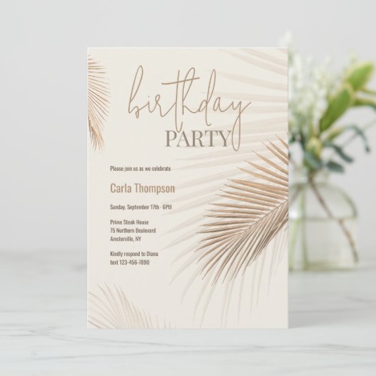 Natuurlijke Palm uitnodiging (Staand voorkant)