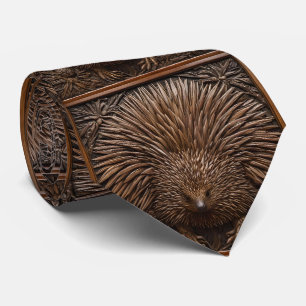 Natuurlijke Pen: De Australische Echidna in Hout, Stropdas