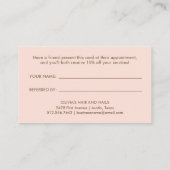 Natuurlijke perzik en bruin modern handgeschreven  aanbevelingskaartje (Achterkant)