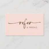 Natuurlijke perzik en bruin modern handgeschreven  aanbevelingskaartje (Voorkant)