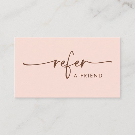 Natuurlijke perzik en bruin modern handgeschreven  aanbevelingskaartje (Voorkant)