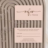 Natuurlijke perzik en bruin modern handgeschreven  aanbevelingskaartje