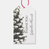 Natuurlijke pijnboom op Label met witte bruiloft Cadeaulabel (Voorkant)