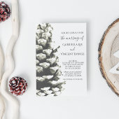 Natuurlijke pingenkone op White Woodland Wedding Kaart