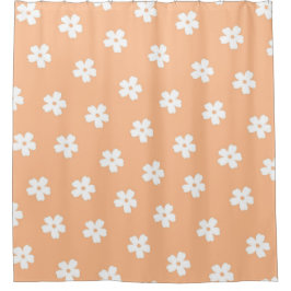 Natuurlijke proppy Peach White Hippie Flower Patte Douchegordijn