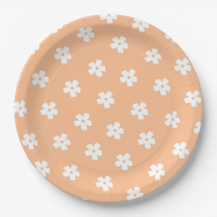 Natuurlijke proppy Peach White Hippie Flower Patte Papieren Bordje