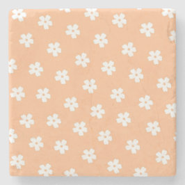 Natuurlijke proppy Peach White Hippie Flower Patte Stenen Onderzetter
