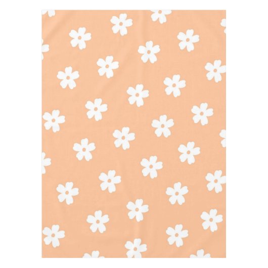 Natuurlijke proppy Peach White Hippie Flower Patte Tafelkleed (Voorkant)