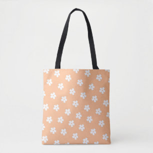 Natuurlijke proppy Peach White Hippie Flower Patte Tote Bag
