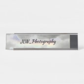 Natuurlijke regenboog onder Stormy Gray Clouds Bureau Naambordje (Voorkant)