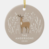 Natuurlijke rendierbotanische kerst keramisch ornament (Voorkant)