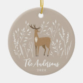 Natuurlijke rendierbotanische kerstavond keramisch ornament (Voorkant)