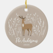 Natuurlijke rendierbotanische kerstavond keramisch ornament (Achterkant)