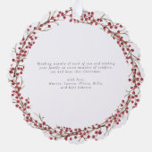 Natuurlijke rode bessen Vrolijke Kerstmis Foto kra Ornament Kaart (Achterkant)