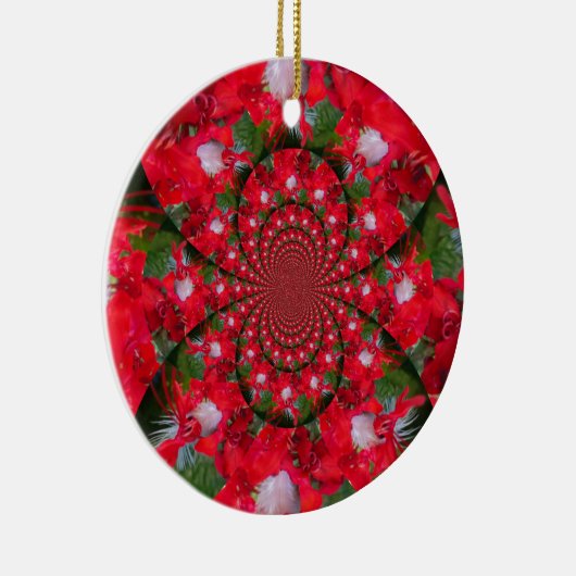 Natuurlijke Rode Bloem Witte Veer Kaleidoscoop Art Keramisch Ornament (Rechts)