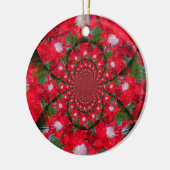 Natuurlijke Rode Bloem Witte Veer Kaleidoscoop Art Keramisch Ornament (Links)