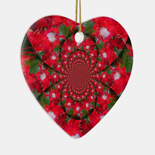 Natuurlijke Rode Bloem Witte Veer Kaleidoscoop Art Keramisch Ornament (Rechts)