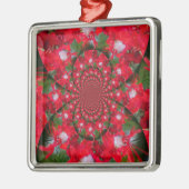 Natuurlijke Rode Bloem Witte Veer Kaleidoscoop Art Metalen Ornament (Links)