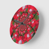 Natuurlijke Rode Bloem Witte Veer Kaleidoscoop Art Ronde Klok (Hoek)