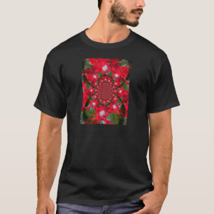 Natuurlijke Rode Bloem Witte Veer Kaleidoscoop Art T-shirt
