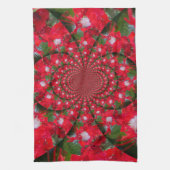 Natuurlijke Rode Bloem Witte Veer Kaleidoscoop Art Theedoek (Verticaal)