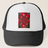 Natuurlijke Rode Bloem Witte Veer Kaleidoscoop Art Trucker Pet (Voorkant)