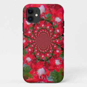 Natuurlijke Rode Bloem Witte Veren caleidoscoop ku iPhone 11 Hoesje