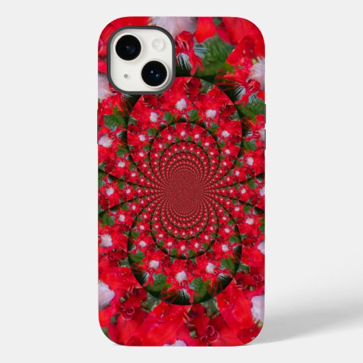 Natuurlijke Rode Bloem Witte Veren caleidoscoop ku Case-Mate iPhone Case (Achterkant)