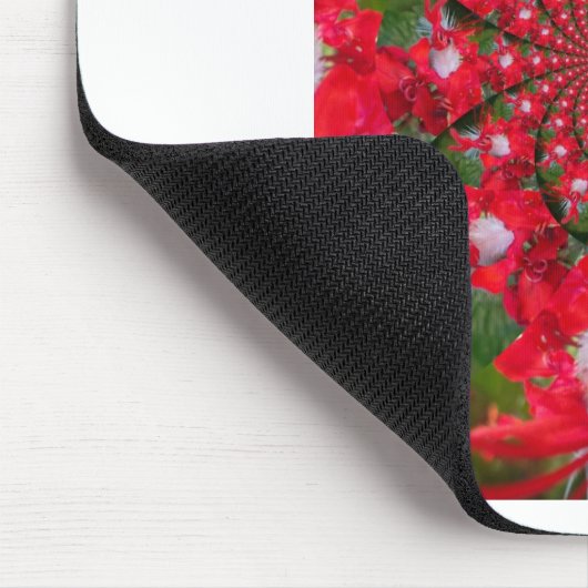 Natuurlijke Rode Bloem Witte Veren caleidoscoop ku Muismat (Hoek)