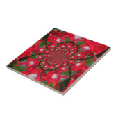 Natuurlijke Rode Bloem Witte Veren caleidoscoop ku Tegeltje (Zijkant)