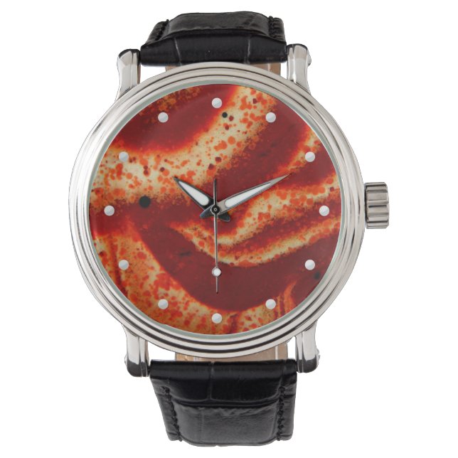 Natuurlijke rode jaspergemstone-macroafbeelding horloge (Voorkant)