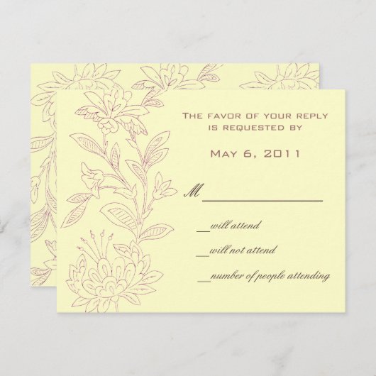 Natuurlijke/Roze Bewaar de Datum RSVP Kaartje (Voorkant / Achterkant)